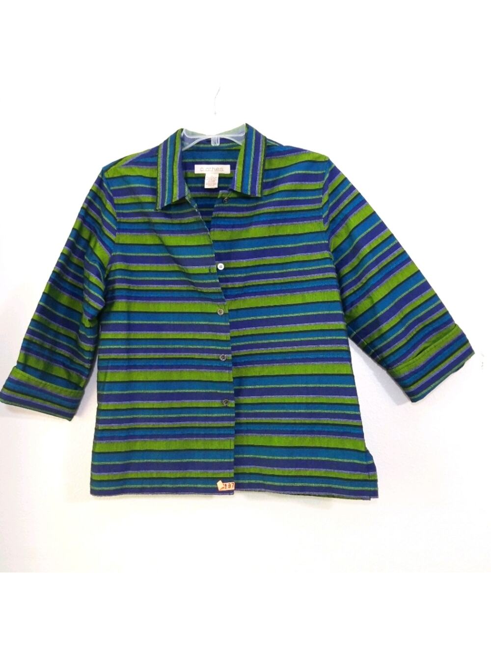 Clothes brand metallic shimmer striped jacket M